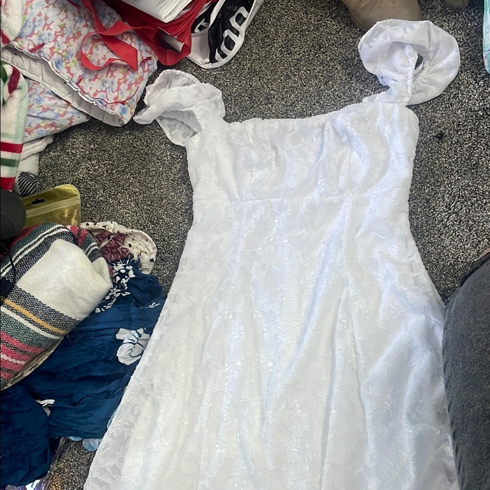 Target White Midi Dress with Puff Sleeves